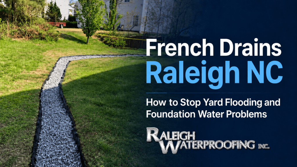 French drains in Raleigh NC installed by Raleigh Waterproofing Inc.