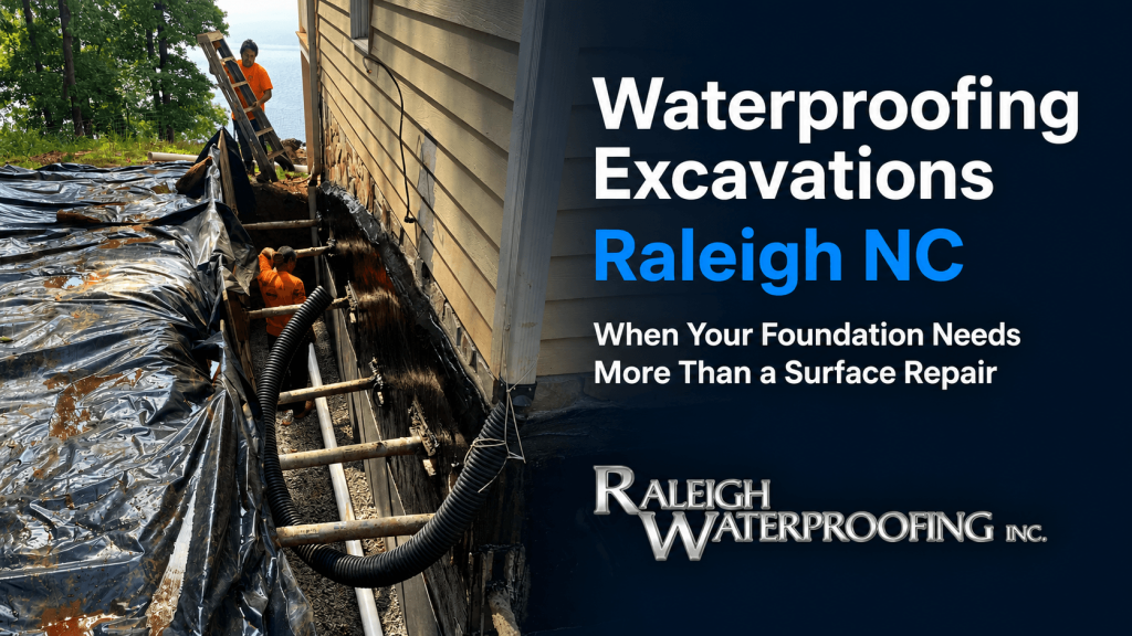 Waterproofing excavations in Raleigh NC by Raleigh Waterproofing Inc.