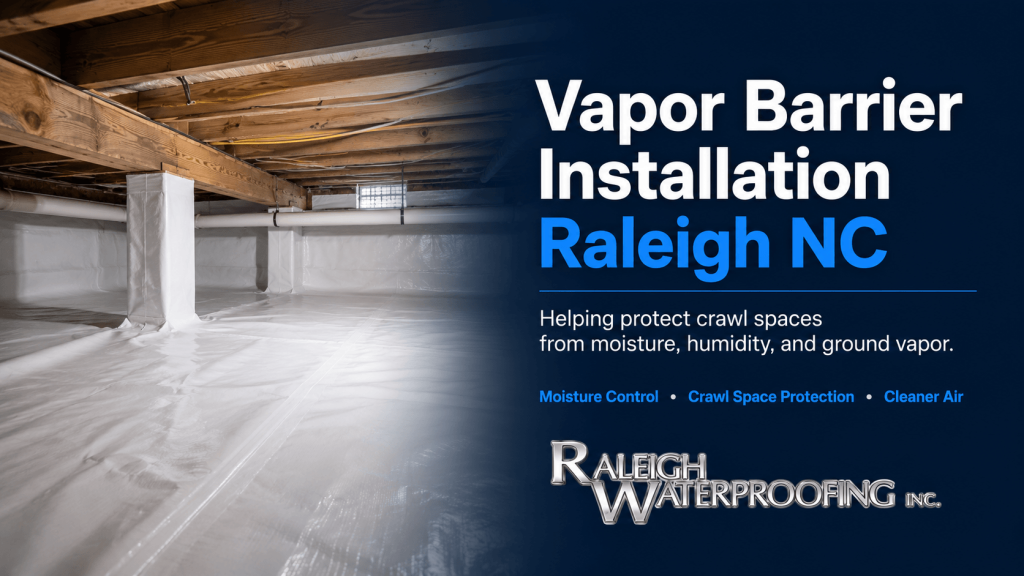 Vapor barrier installation Raleigh NC by Raleigh Waterproofing Inc